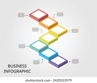 timeline ladder level for infographic presentation template with 7 element for banner