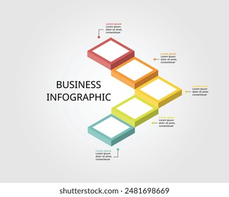 timeline ladder level for infographic presentation template with 5 element for banner