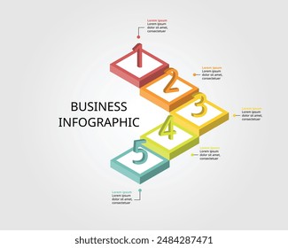 timeline ladder level for infographic presentation template with 5 number element for banner