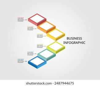 nivel de escalera de línea de tiempo para Plantilla de presentación infográfica con 6 elementos para Anuncio