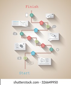 Timeline layout template to display your project evolution over the time. It can be used also as an infographic