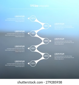 Timeline, linear info graphic template on blurred background