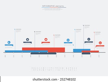 Timeline Lines Infographic. Flat Vector design template. 