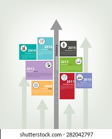 timeline & milestone company history infographic in vector style (eps10) arrow bottom to top direction