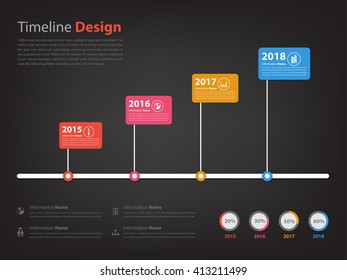 Timeline and Milestone infographic in vector eps10 with black background