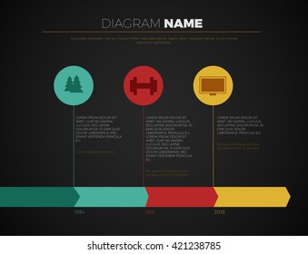 Timeline and Milestone infographic in vector eps10 with black background