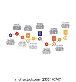 Timeline with milestones or planning steps vector illustration. Cartoon drawing of business scheme for advertisement or brochure. Management, development concept for report or presentation slide