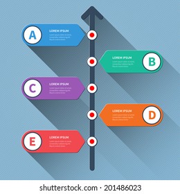 Timeline minimal arrow step styled infographics options banner. Flat design