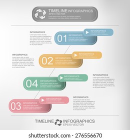 Timeline minimal style infographic, numbered banners, vector
