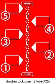 Timeline in modern flat design, vector in red and white