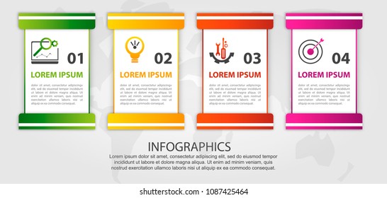 Timeline modern vector illustration 3d. Template for infographic rectangles with labels four elements. Designed for business, presentations, web design, diagrams with 4 steps for workflow layout.