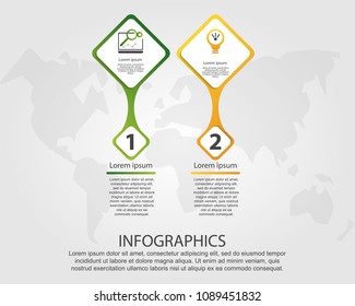 Timeline modern vector illustration 3D. Infographic template with two rhombus elements and number. Designed for business, presentations, web design, diagrams with 2 steps for workflow layout, report.