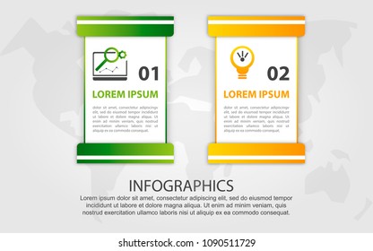 Timeline modern vector illustration 3d. Template for infographic rectangles with labels two elements. Designed for business, presentations, web design, diagrams with 2 steps for workflow layout.