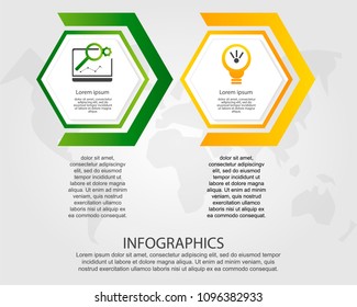 Timeline modern vector illustration 3D. Infographic template with two hexagon with arrows. Designed for business, presentations, web design, diagrams with 2 steps for workflow layout, annual report.