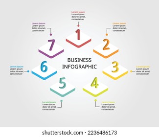 timeline with number template for infographic presentation template with 7 element for banner
