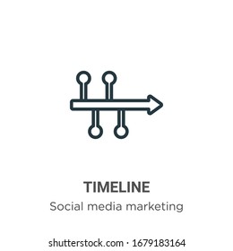 Timeline outline vector icon. Thin line black timeline icon, flat vector simple element illucstration from editable social media marketing concept isolated stroke on white background