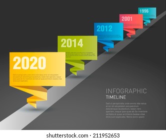 Timeline paper origami design template. Vector Illustration. 