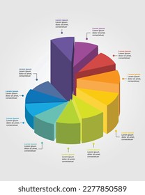 timeline pie chart template for infographic presentation template with 11 element for banner