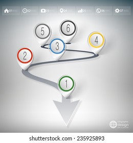 Timeline with pointer marks. Infographic for business design and website template.