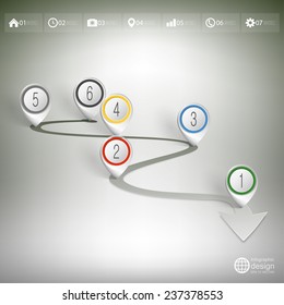 Timeline with pointer marks. Infographic for business design and website template.