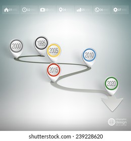 Timeline with pointer marks. Infographic for business design and website template.
