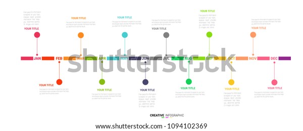 Timeline Presentation 1 Year 12 Months Stock Vector Royalty Free