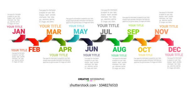 12 Month Timeline Stock S & Vectors