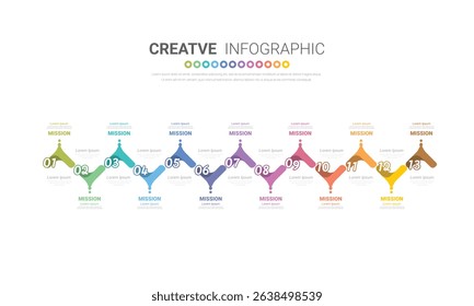 Timeline presentation for 12 months, 1 year, Timeline infographics design vector and Presentation business can be used for Business concept with 12 options, steps or processes. EPS vector.
