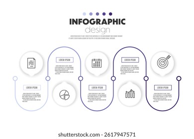 Timeline presentation infographic template circuit shape with concept business icon 5 options