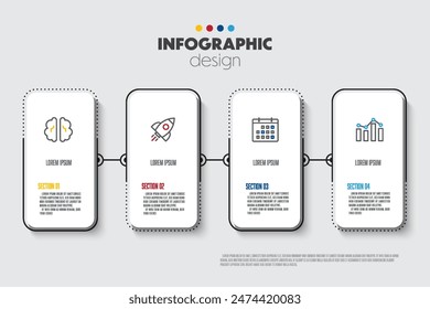 Timeline presentation infographic template with concept business icon 6 option square shape.
