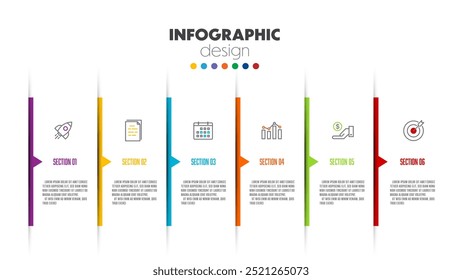 Timeline presentation infographic template concept business icon 6 option.