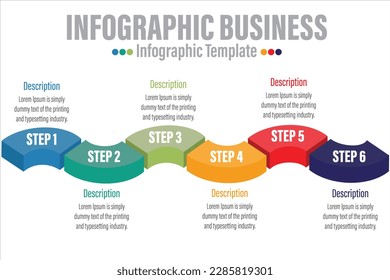 La presentación de la línea de tiempo para el diseño de infografías de la línea de tiempo vectorial y el negocio de presentación se puede utilizar para el concepto de negocio con seis opciones, seis pasos o procesos.