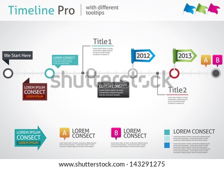 Timeline Pro - different tooltips - vector infographic