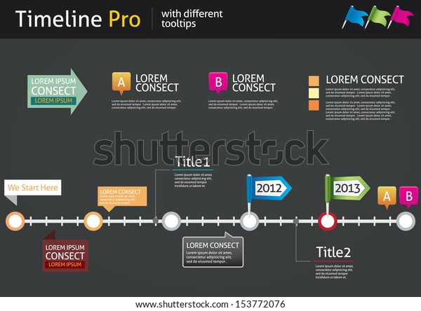 Timeline Pro Different Tooltips Vector Infographic Vector De Stock 
