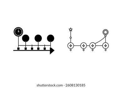 Timeline Process With Clock And Star Icon For Strategic Planning And Milestones
