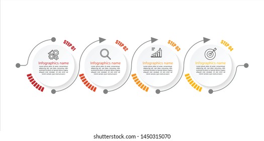 Timeline or process flows Infographics 4 process flow design vector and marketing can be used for workflow layout, diagram, annual report and presentation.