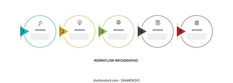 Timeline process infographic template with 5 step or option 