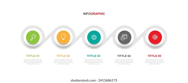 Vector de plantilla de infografía de proceso de línea de tiempo con seis pasos o opción