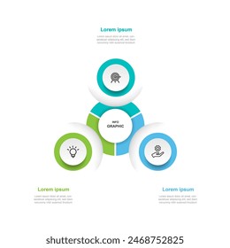 Timeline process infographic vector element with 3 step process circle concept suitable for web presentation and business information
