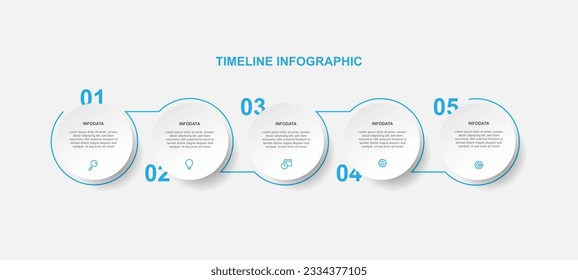 Timeline process information graphic with five concept. Infographic template vector. 