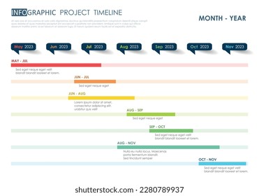 diagrama de proyecto de mapa de ruta de línea de tiempo plantilla de Infografía para empresas. Diagrama de línea de tiempo moderno de 7 pasos con la infografía de la hoja de ruta del vector de presentación.