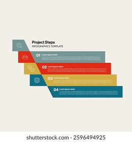 Timeline Project Steps Infographics Template with Long Rectangular Elements. Minimal eps10 illustration