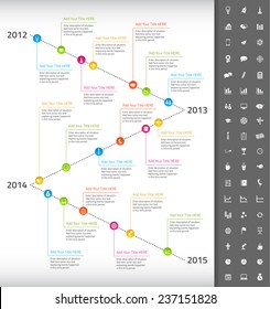 Timeline with rainbow milestones and event icons