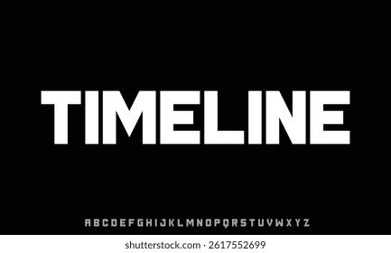 Timeline Regular vector font alphabet with numbers