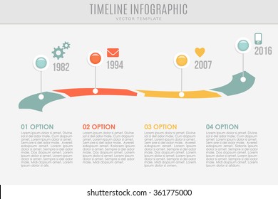 Timeline report template with buttons and icons. Modern infographics. Time concept. Vector illustration background