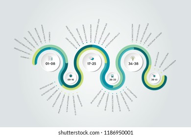 Timeline report, template, chart, scheme, step by step infographic. Vector.
