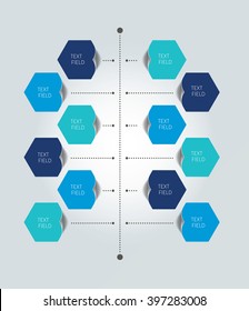 Timeline report template. Color shadow scheme, diagram. Vertical design.