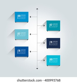 Timeline report template. Color shadow scheme, diagram. Vertical design.