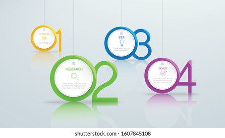 Timeline or sequence infographic, Vector illustration for business and start up concept with 4 sequence , 4 options or steps
