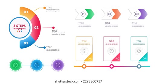 Timeline set of 3 steps. Vector illustration.